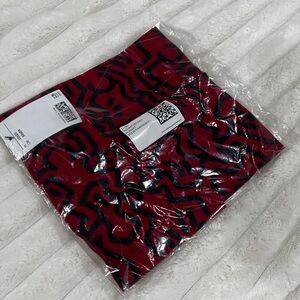 Red & Black Silk Neck Scarf with Keith Haring Print